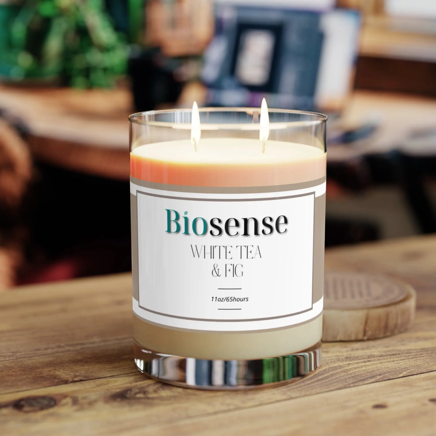 White Tea & Fig Scented Candle - 11oz Full Glass - Biosense