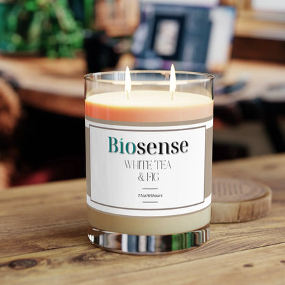 White Tea & Fig Scented Candle - 11oz Full Glass - Biosense