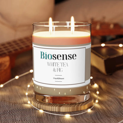 White Tea & Fig Scented Candle - 11oz Full Glass - Biosense