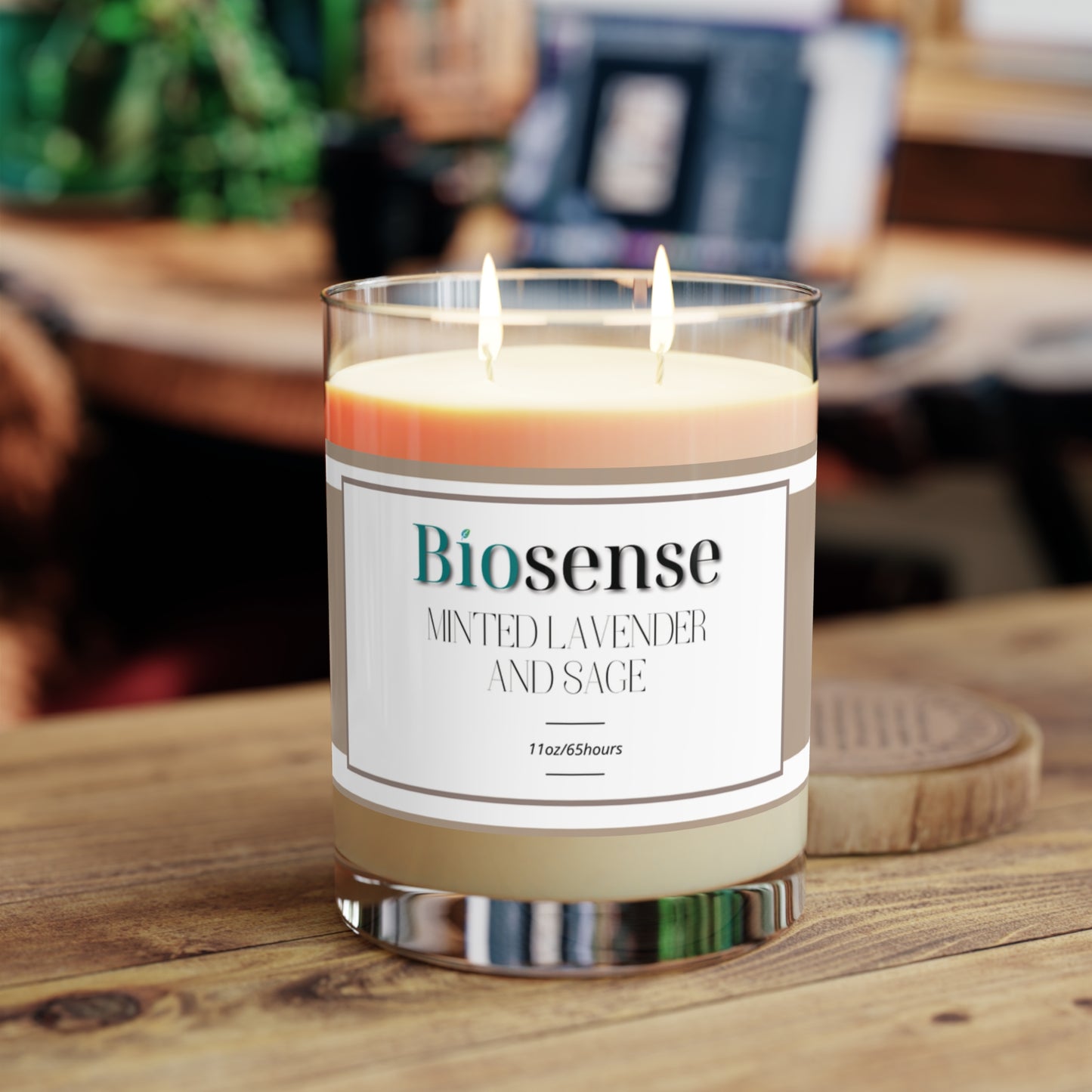 Minted Lavender and Sage Scented Candle - 11oz Full Glass for Relaxation & Home Décor - Biosense