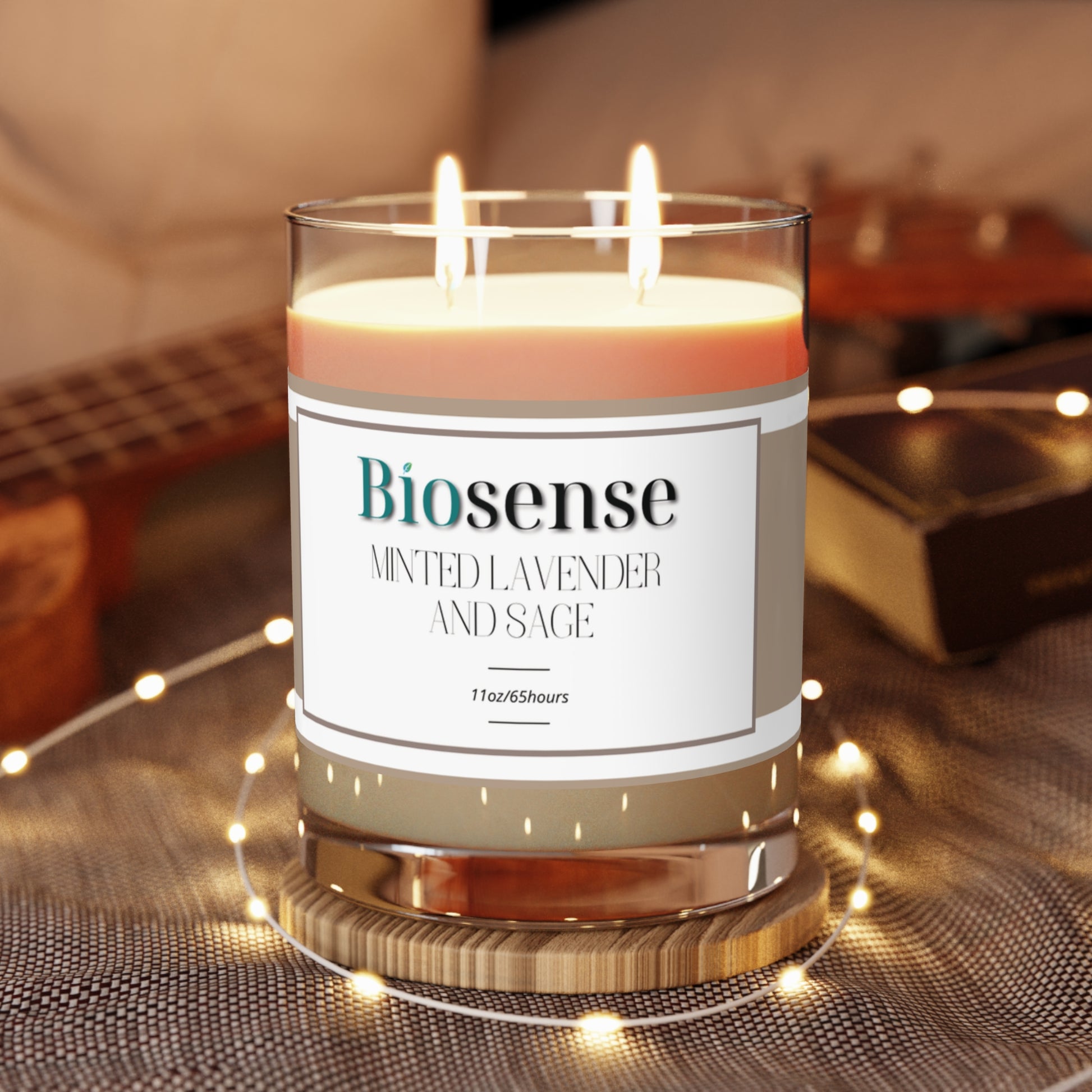 Minted Lavender and Sage Scented Candle - 11oz Full Glass for Relaxation & Home Décor - Biosense